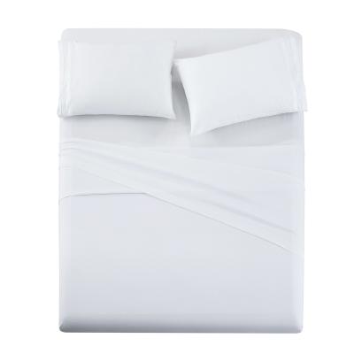 China Poly Cotton 300tc Hotel White Embroidered Bed Sheet Quilt Cover Pillowcase Set for sale