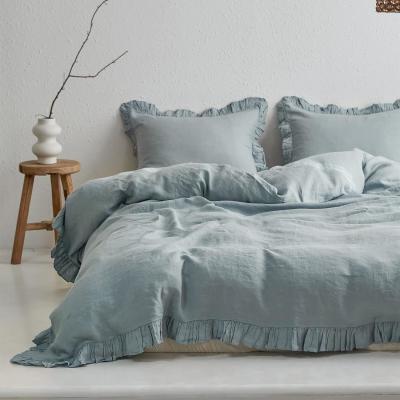 China 100TC Washed French Linen Duvet Cover Set Sustainable Anti Bacteria for sale