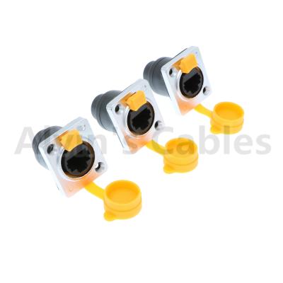 China Alvin's Cables RJ45 Waterproof Connector Sockets IP65 Ethernet Panel Mount RJ45 Connector 3 Pcs for sale