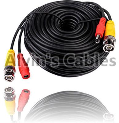 China 20 metros de BNC del cable coaxial de la corriente continua del cable de color del negro para la cámara CCTV DVRs en venta