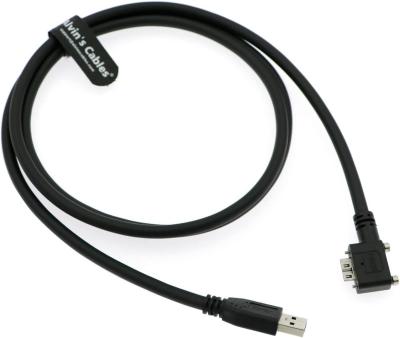 China Alvin's Cables USB 3.0 Data-Cable USB-A to Micro-B Left Angle with Dual Locking-Screws High-Flex Cable Shielded-Cable fo for sale
