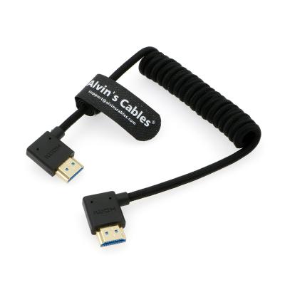 China 8K 2.1 HDMI High Speed Braided Coiled Cable Left Angle To Left Angle For Atomos Ninja V Portkeys BM5 Monitor for sale