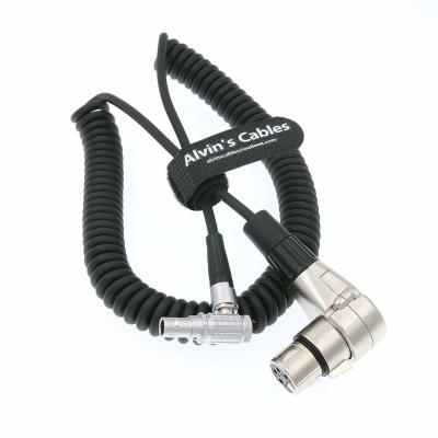 China Coiled Twist Camera Power Cable Monitor Power Cable XLR 4 Pin Female To Right Angle 0B 2 Pin Male for sale
