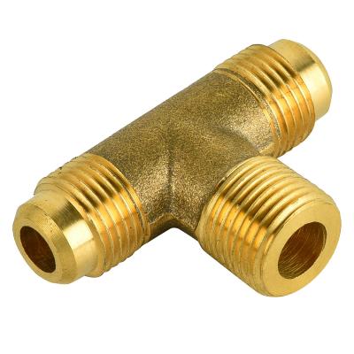 China brass gas thread  connector tee mpt to 45 degree flare to 45 degree flare compression for  brass fittings for sale