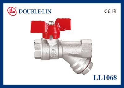 China Female X Female 16 Bar Brass Ball Valve With Y Strainer , T Handle for sale