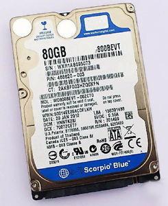 China 80GB 2.5 inch sata hard drive 5400 rpm Internal hard disk for laptop W800BEVT for sale