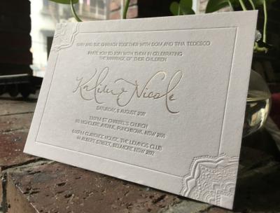 China Letterpress Printing Custom Wedding Invitations Cards Elegant Design 12*17cm for sale