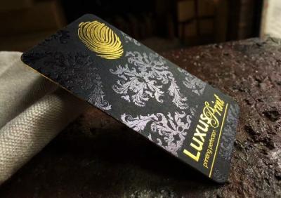 China Cartões superiores pretos carimbados da folha de ouro, cartões do canto arredondado à venda