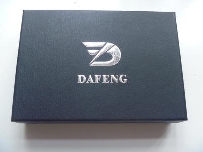 China Personalised Leather Texture Paper Packaging Boxes With Silver Foil Embossing for sale