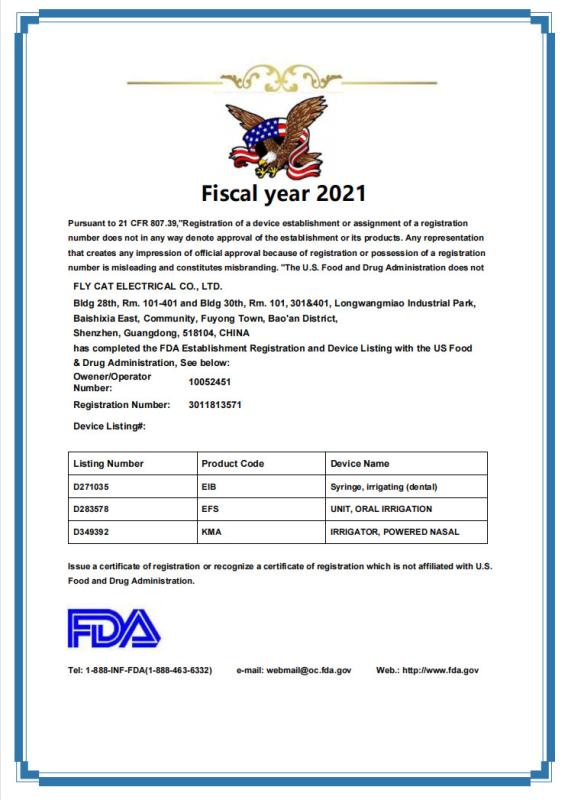 FDA certification - Shenzhen Fly Cat Electronic Co., Ltd.