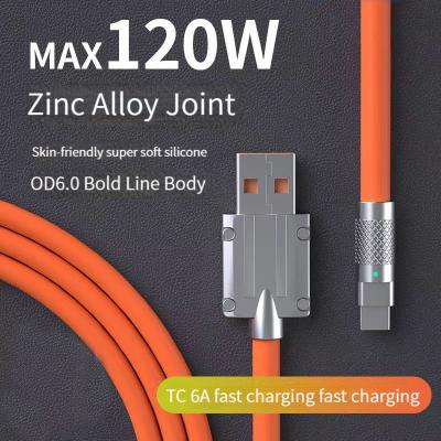 China Fast Type C Cable USB C Data Cable 120W 6A Liquid Silicone USB Type C Cable Super Charge for sale