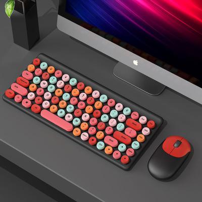 China Retro 86-Key Lipstick Wireless Keyboard Mouse ABS Mechanical Keycaps for sale