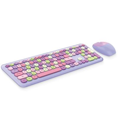 China Macaron Round Keyboard Lipstick Girl Wireless Mouse Punk Office Suite For Windows for sale