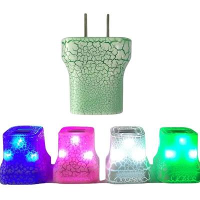 China Ice Cracked Fast USB Chargers 5V 2.1A LED Flash Light Travel Adapter for sale