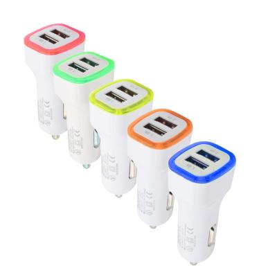 China OEM Macaron 5V 2.1A USB Car Charger Fast Charging WIth LED Light for sale