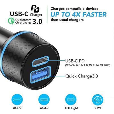 China 5V 3A Output 38W Dual USB Car Charger Black PD3.0 Power Adapter for sale