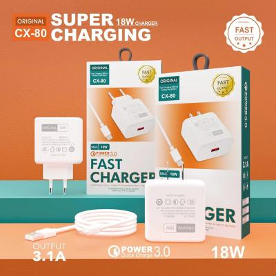China Single Port QC3.0 2A 18W USB Charger Kits Universal White Color for sale