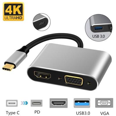 China Mac OS X Macbook Pro Type C HDMI Hub USB C To VGA USB3.0 PD 87W for sale