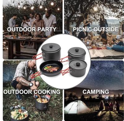 China Set de aluminio para 3-4 personas para acampar y cocinar al aire libre para la fiesta de senderismo en venta