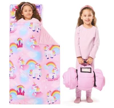 China Unicorn Kids Slumber Bag For Ages 3-8 Years Includes Removable Pillow for sale