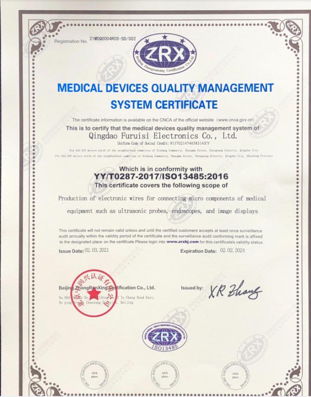 MEDICAL DEVICES QUALITY MANAGEMANT SYSTEM - QINGDAO FRS ELECTRONICS CO., LTD