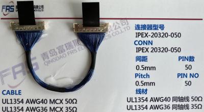 Китай Сборки кабеля коаксиала контактного разъема проводки 210mm LCD 40 провода Awg40 LVDS микро- продается