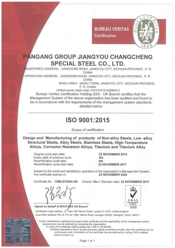 ISO 9001:2015 - Mianyang Baoheng New Material Technology Co.,Ltd
