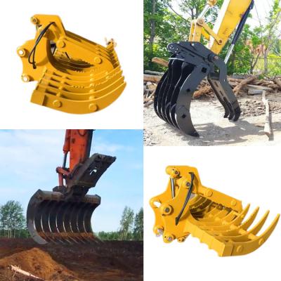China Durable Forestry Rake For Excavator , Q355B Excavator Rake Bucket For Hitachi Zx200 Zx300 for sale
