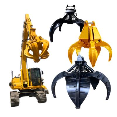 China Pc360 Cat300 Zx220 Hydraulic Rock Grab , 360 Degree Swivel Excavator Rotating Grab for sale