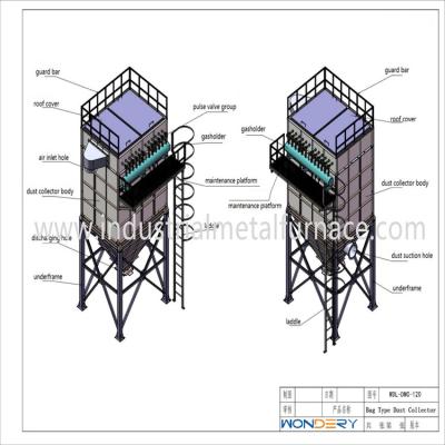 China 1200Pa 1.5m/Min Industrial Metal Melting Furnace Bag Type Dust Collector 2000mm for sale