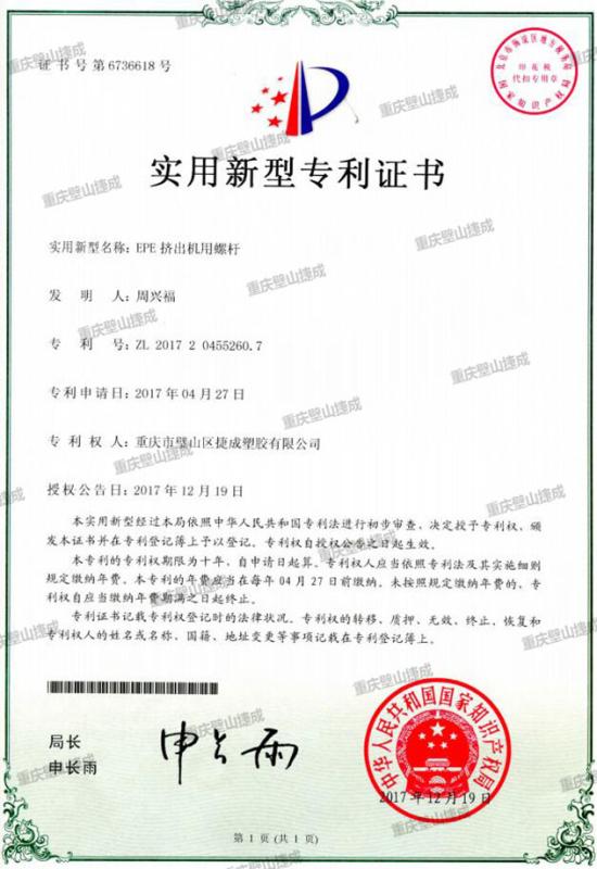 The state patents - Taizhou SPEK Import and Export Co. Ltd