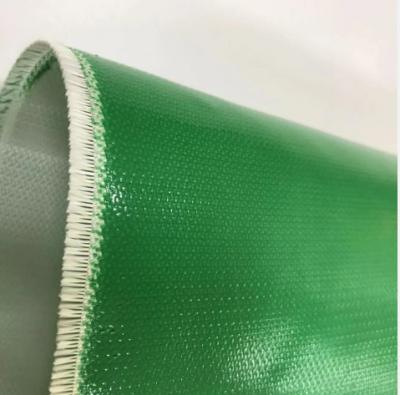 China Tejido de fibra de vidrio de silicona verde de doble cara Tejido de fibra de vidrio recubierto de silicona para tuberías de ventilación en venta