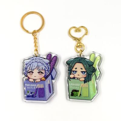 China Custom Clear Printed Double Glitter Epoxy Resin Acrylic Charms Keychain for Gift for sale