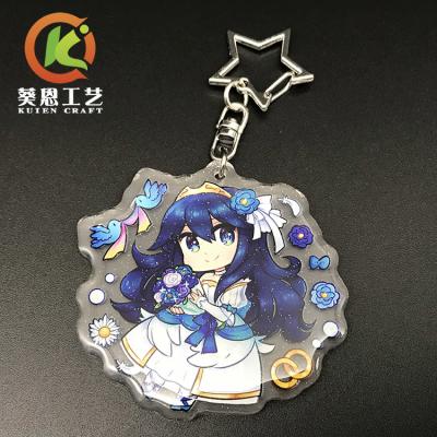 China Manufacture Custom Transparent Shape Epoxy Resin Glitter Sparkle Acrylic Charms Key chains in China for sale