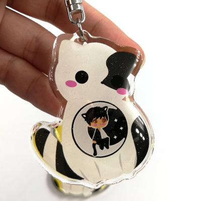 China Promotional Custom Print Clear Epoxy Resin Glitter Cute Animal Acrylic Anime Charms Keychain for sale