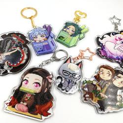 China Cheap High Quality Custom Clear Epoxy Resin Printed Acrylic Charm Keychain Ring with glitter for sale