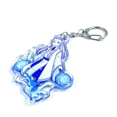 China Private Factory Custom Anime Figure Cartoon Double Epoxy Glitter Acrylic Charm Keychain for sale
