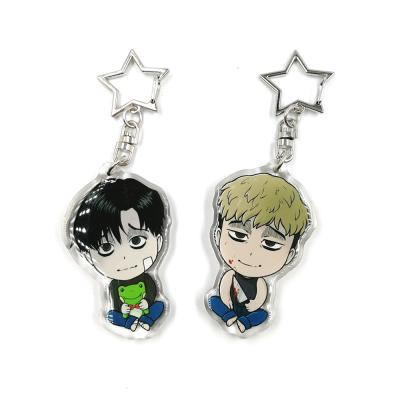 China Custom laser cut logo clear printed epoxy acrylic charm keychain anime for comics fans gifts for sale