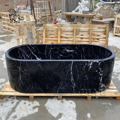 China Black Stone Marble Bathtub Freestanding Home Bath Tubs Nero Marquina Hotel Shower Room Bathroom Design for sale