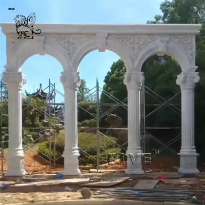 China White Marble Porch Pillar Natural Stone Roman Greek Columns Outdoor Garden Decorative European Style Design for sale