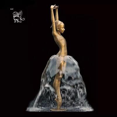 China Dancing Girl Fountain Brass Bronze Sculpture Ballet Woman Statue Life Size Decoration Garden Art Modern en venta