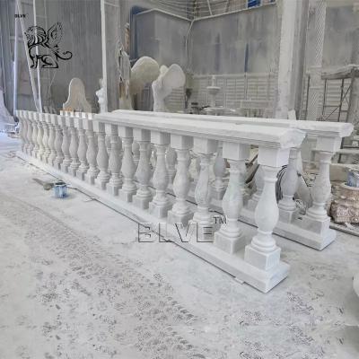 China House White Marble Roman Pillar Design Handrail Baluster Stone Balcony Railing Hand Carved Modern for sale