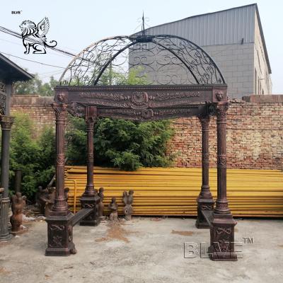 China Antique Iron Gazebo Wrought Iron Pavilion Garden Metal Large European Style Outdoor Decorative for sale