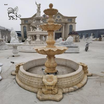 China Egypt Cream Marble Fountain Modern Beige Natural Stone Water Fountain Garden Decoration European Style Outdoor for sale