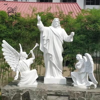 China Marble Jesus Blessed Statue Stone Christ Jesus Sculpture Life Size Religious Christian Angel Outdoor for sale
