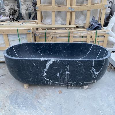 China Estilo europeo libre del diseño moderno del sitio de ducha de la bañera de Whirlpool de la bañera de la piedra de mármol natural sólida del negro en venta