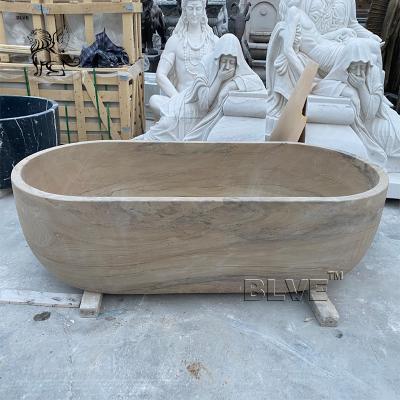 China Marble Bathroom Bath Tub Large Oval Natural Stone Bathtub Freestanding Modern Design en venta