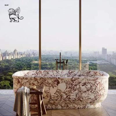 China Luxury Marble Bathtub Natural Stone Freestanding Bath Tub Elegant Hand Carved Indoor Customized en venta