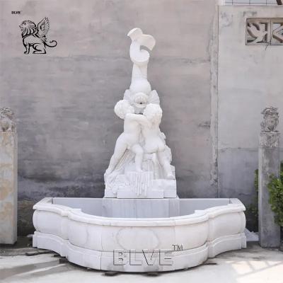 China White Marble Waterfall Water Fountain Yard Stone Kids Wall Fountains Landscaping  Decoration Outdoor Garden en venta
