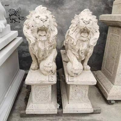 China Stone Marble Lion Statues Antique Life Size Outdoor Garden Home Decor Animal Sculpture Mold en venta